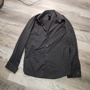 Men's Black Zigzag Pattern DRESS SHIRT